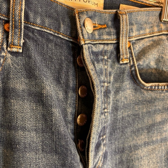 DENIM FORUM Sz 24 Jeans The Arlo High Rise Straight 28L Button Fly in Blue - Picture 9 of 12